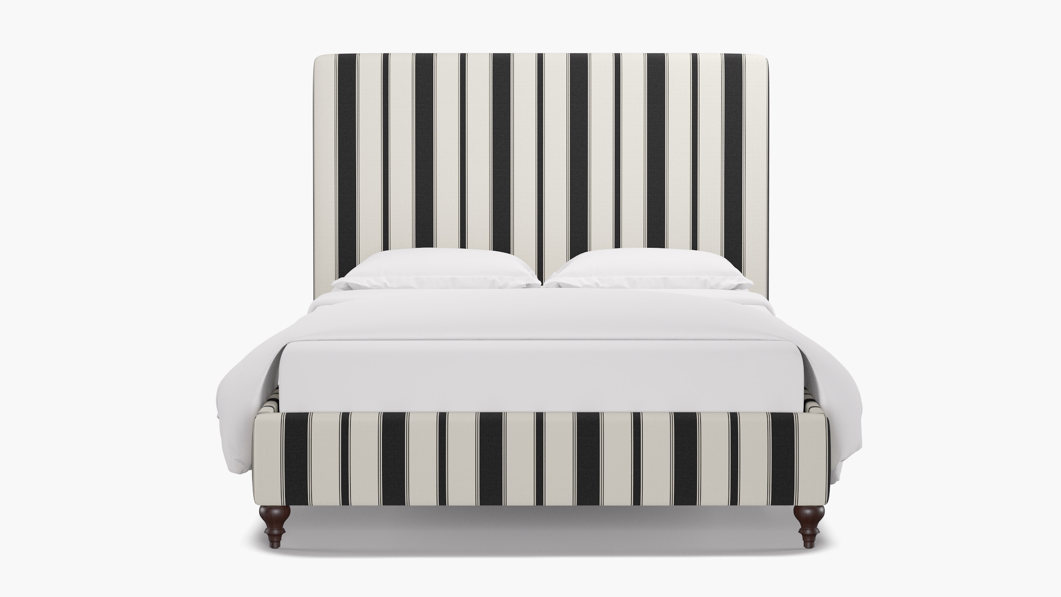Classic Bed, Ink Clarence Stripe, Espresso Traditional Turned Leg, Queen - Image 0