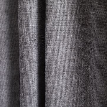 Worn Velvet Curtain with Cotton Lining, Metal, 48"84" - Image 1