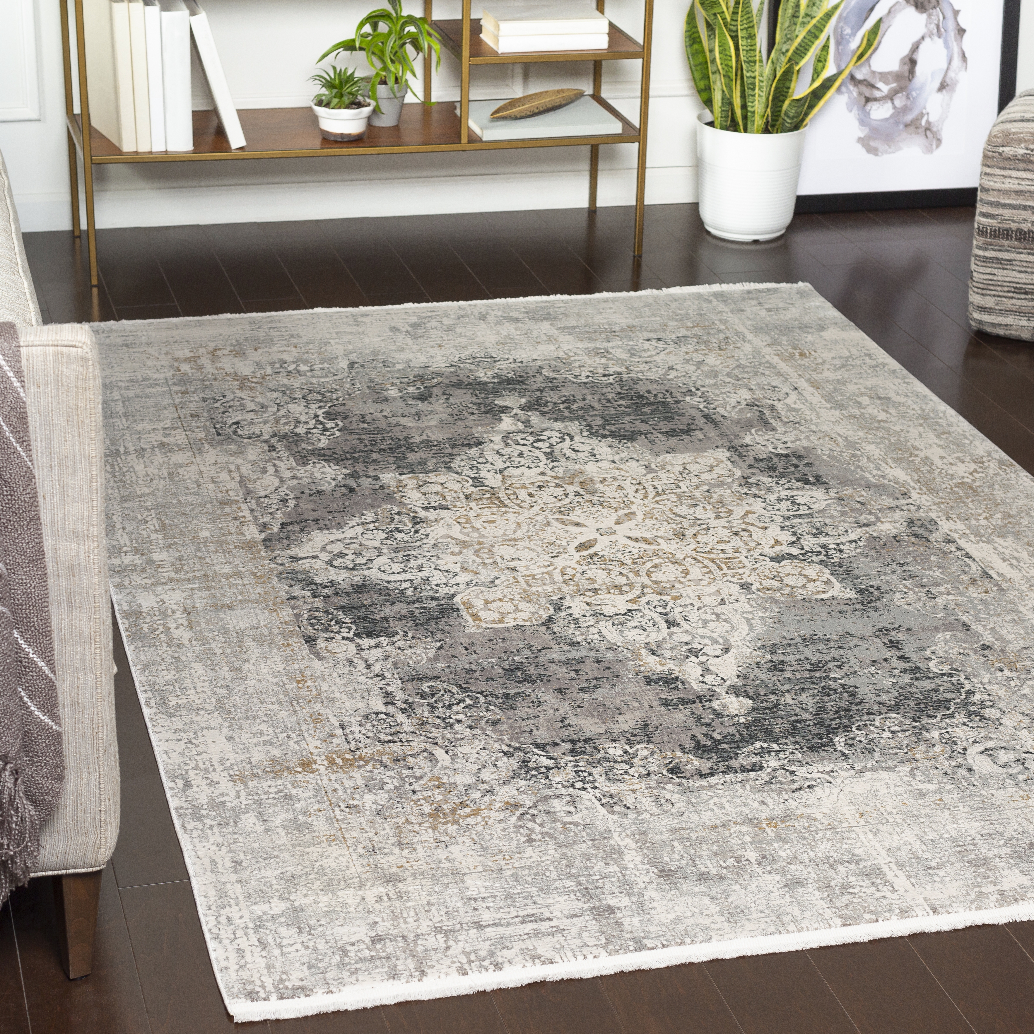 Solar Gray Indoor 9'8" x 13'1" Machine Woven Rug - Image 1