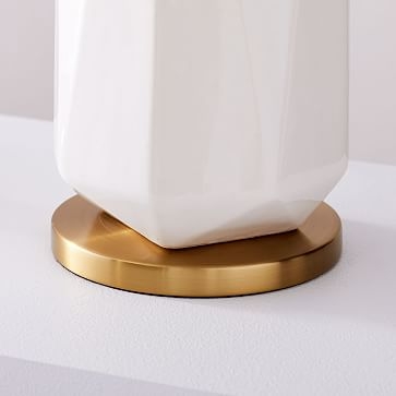 Faceted Porcelain Table Lamp, Large, White, Individual - Image 2