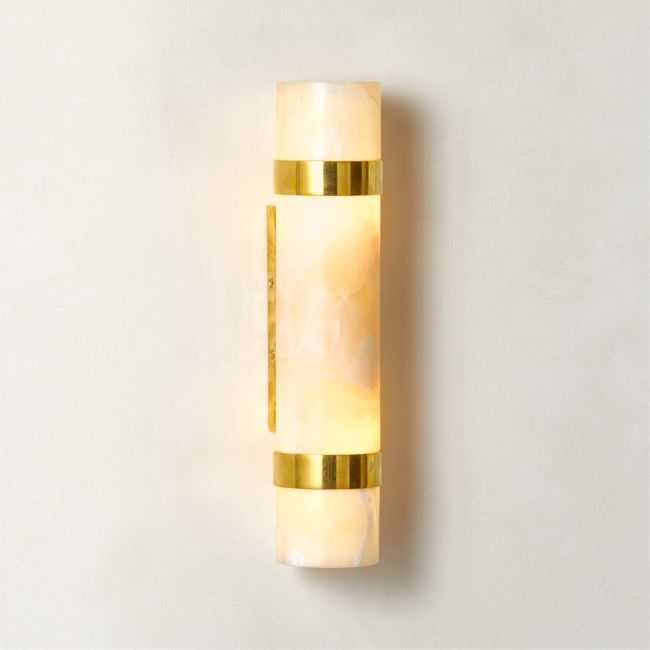 Natalia Onyx and Brass Wall Sconce Set of 2 - Image 0