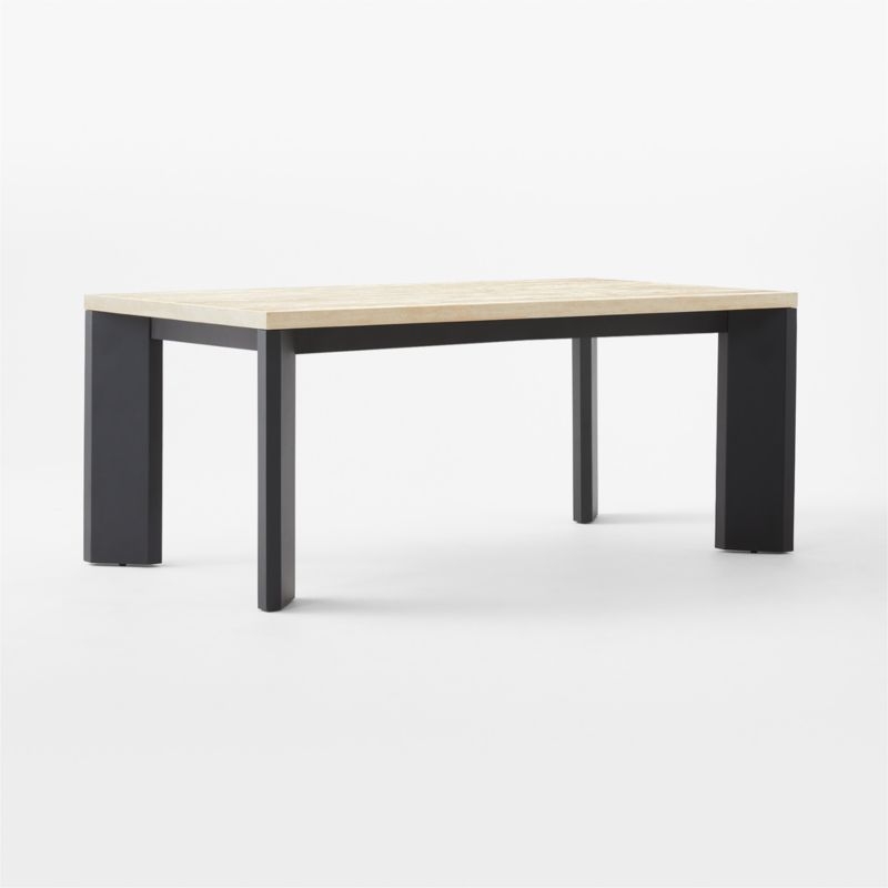 Sydney 72'" Rectangular Travertine Dining Table with Black Steel Legs - Image 2