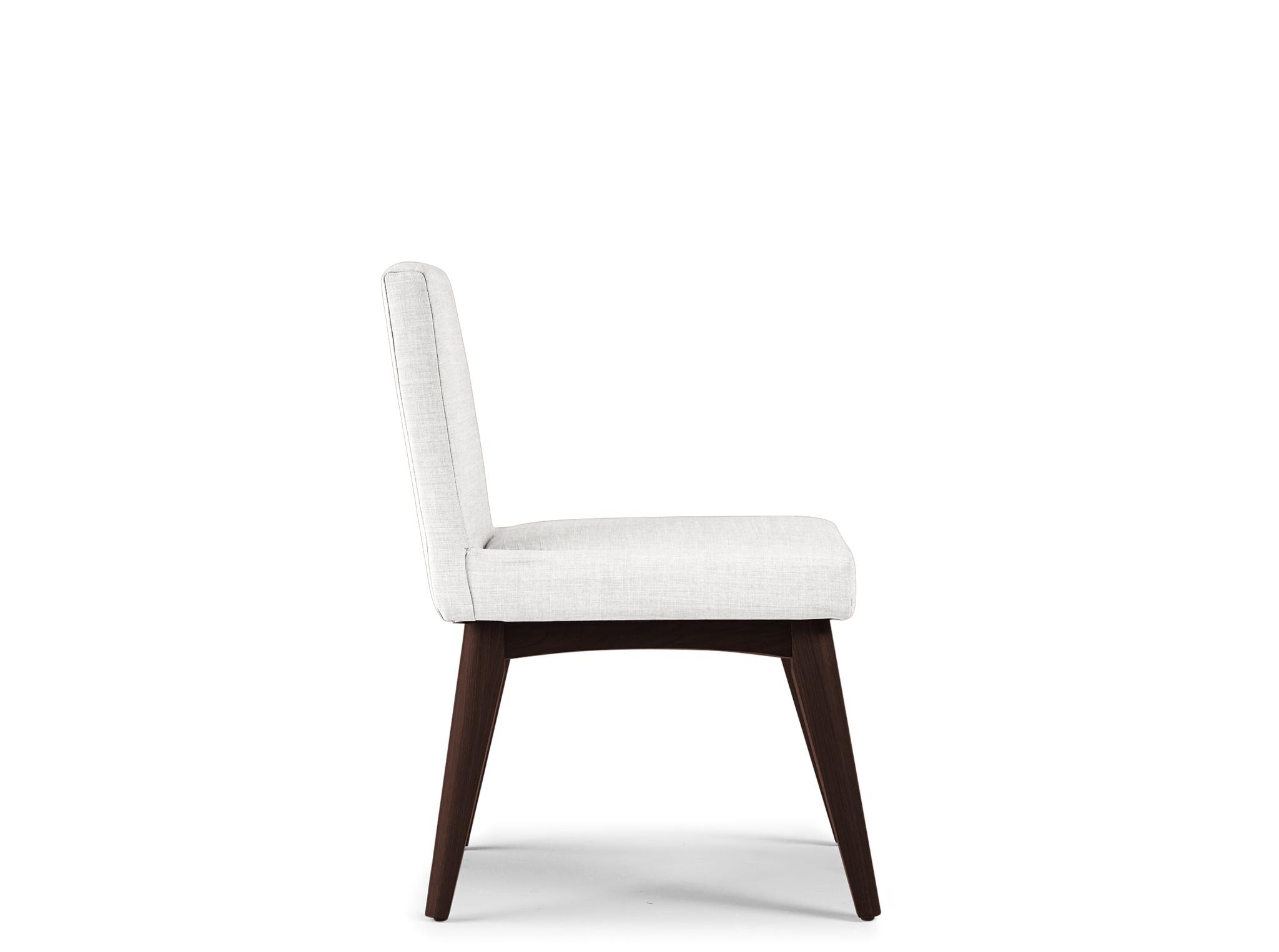 Gray Spencer Mid Century Modern Dining Chair - Sunbrella Premier Fog - Walnut - Image 2
