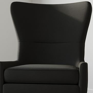 Erik Wing Chair, Velvet, Cement Dark Oak - Image 1