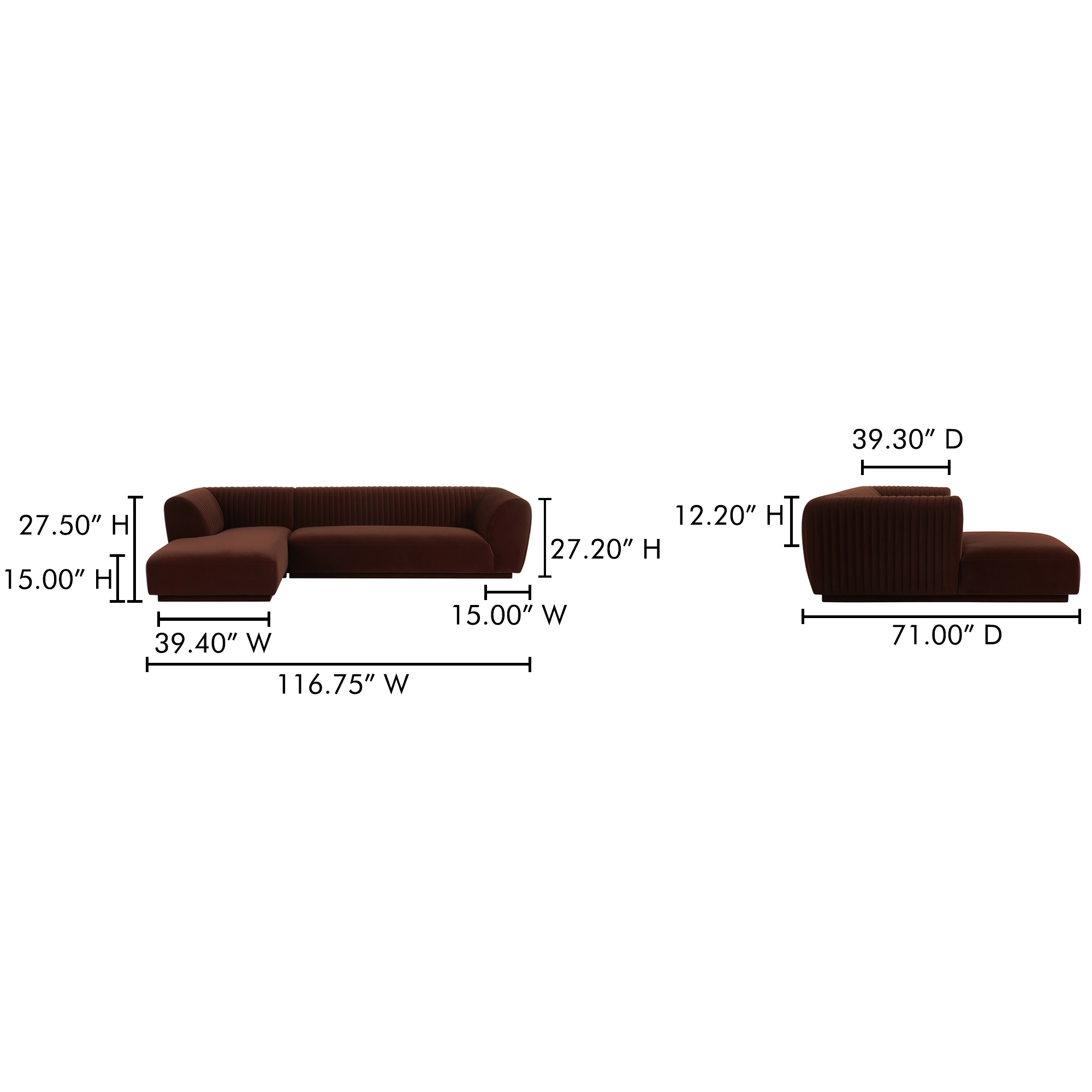 Zandro Left Sectional Warm Brown - Image 9