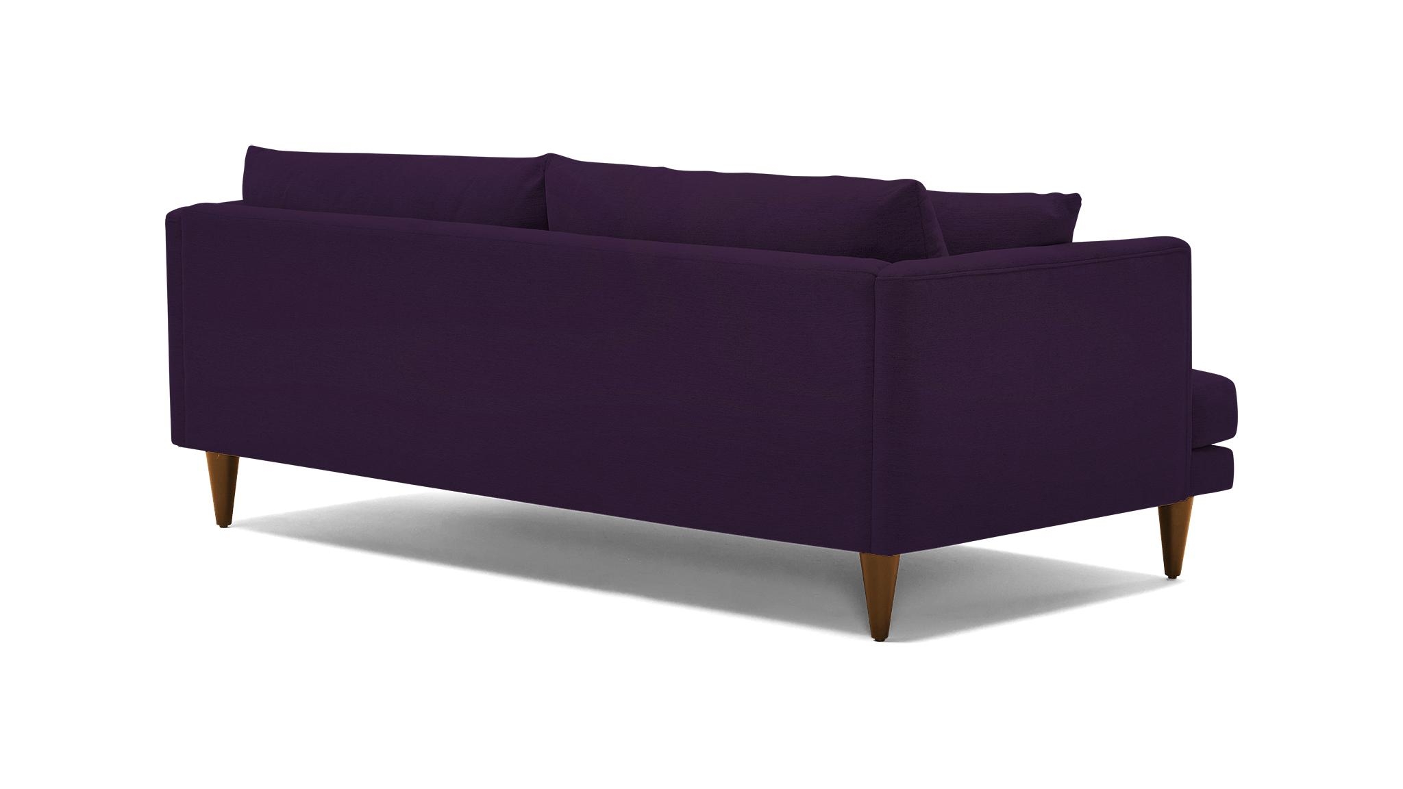 Purple Lewis Mid Century Modern Sofa - Royale Amethyst - Mocha - Cone - Image 3