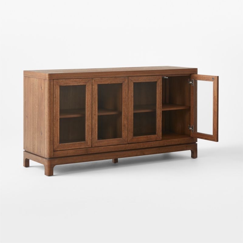 Truman 64" Acacia Wood and Glass Door Credenza - Image 3