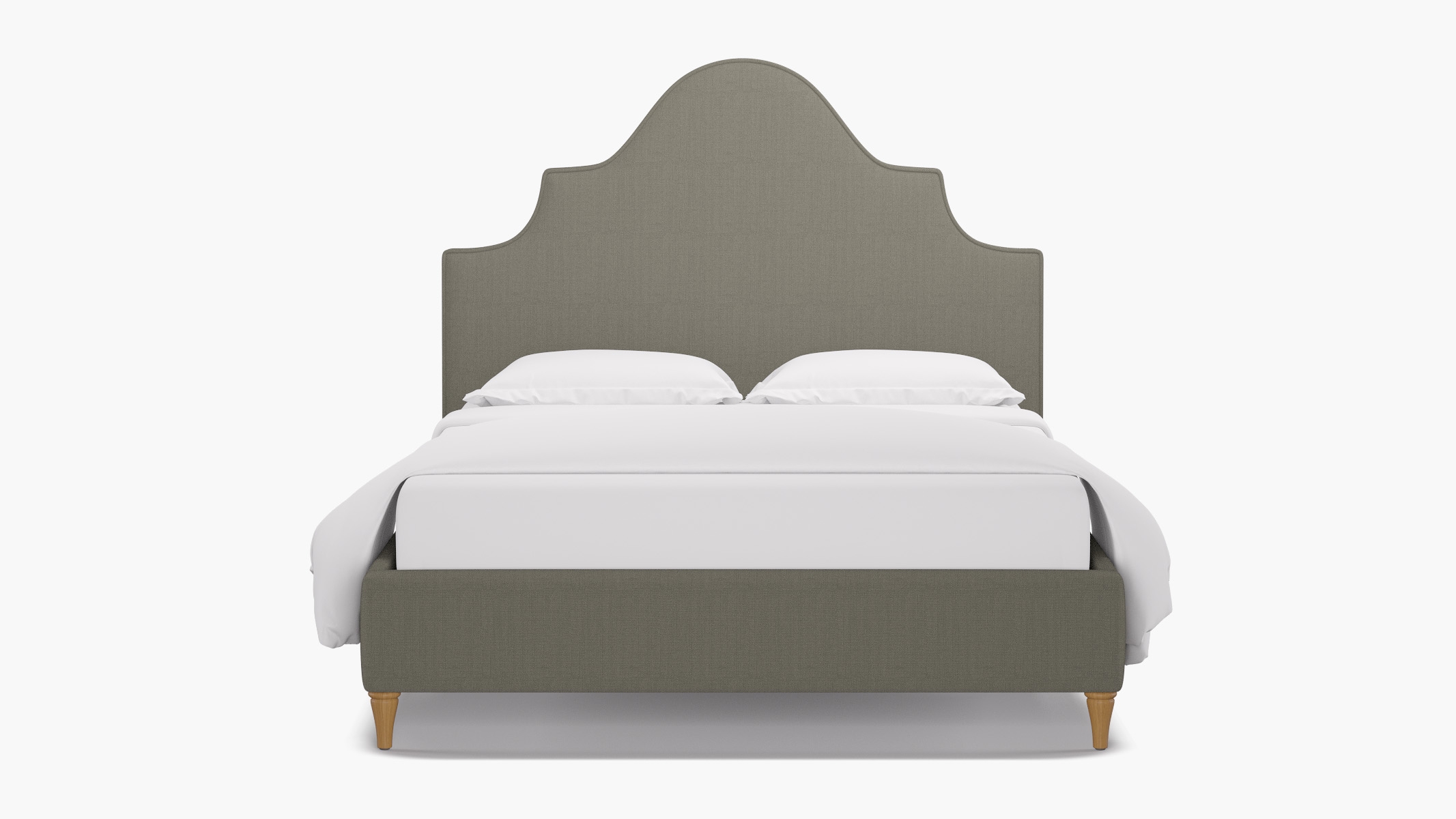 Statement Bed, Putty Everyday Linen, Natural Decorative Tapered Leg, King - Image 0
