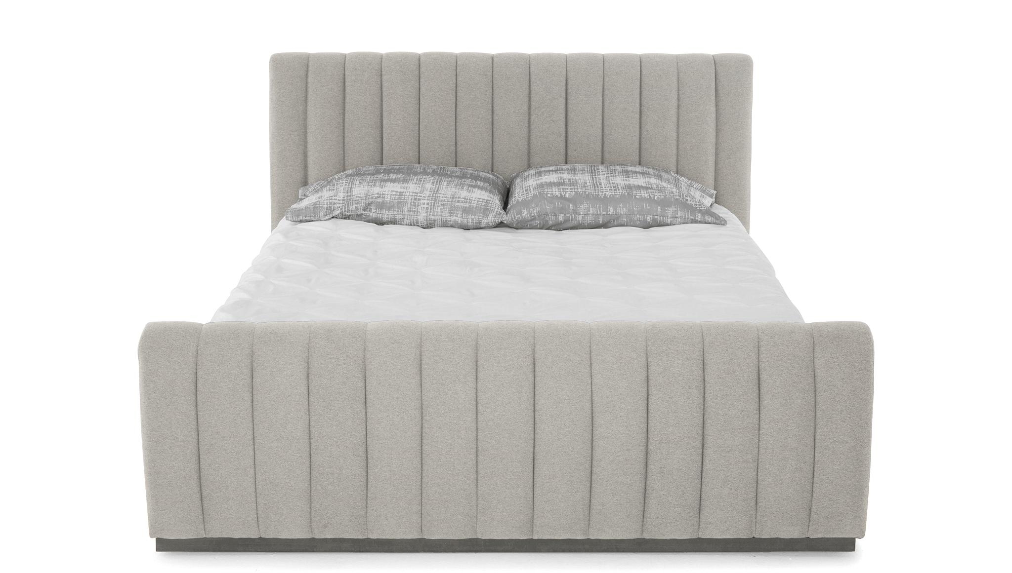White Camille Mid Century Modern Bed - Bloke Cotton - Mocha - Queen - Image 0