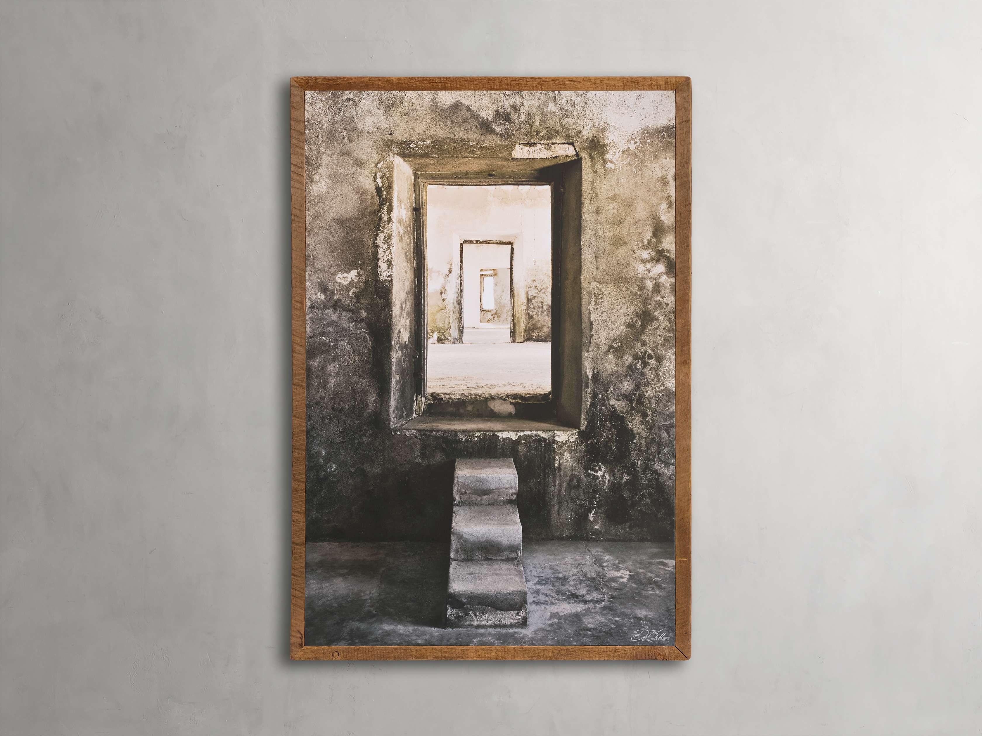 Interleading Interiors Framed Print in Wood 34" X 50" Brown - Image 0