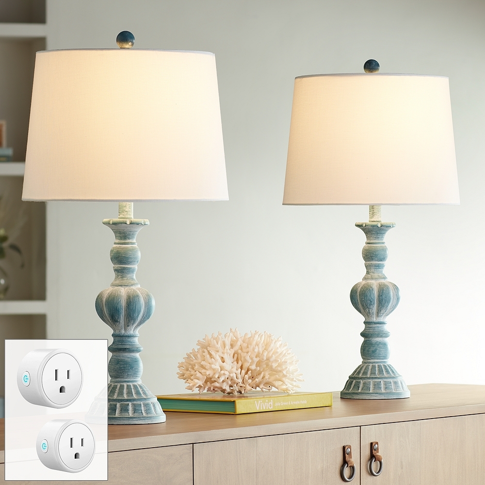 Tanya Blue Wash Table Lamps Set of 2 with Smart Sockets - Image 0