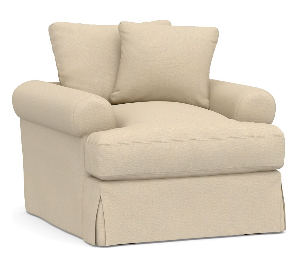 Sullivan Roll Arm Slipcovered Deep Seat Armchair, Down Blend Wrapped Cushions, Park Weave Oatmeal - Image 0