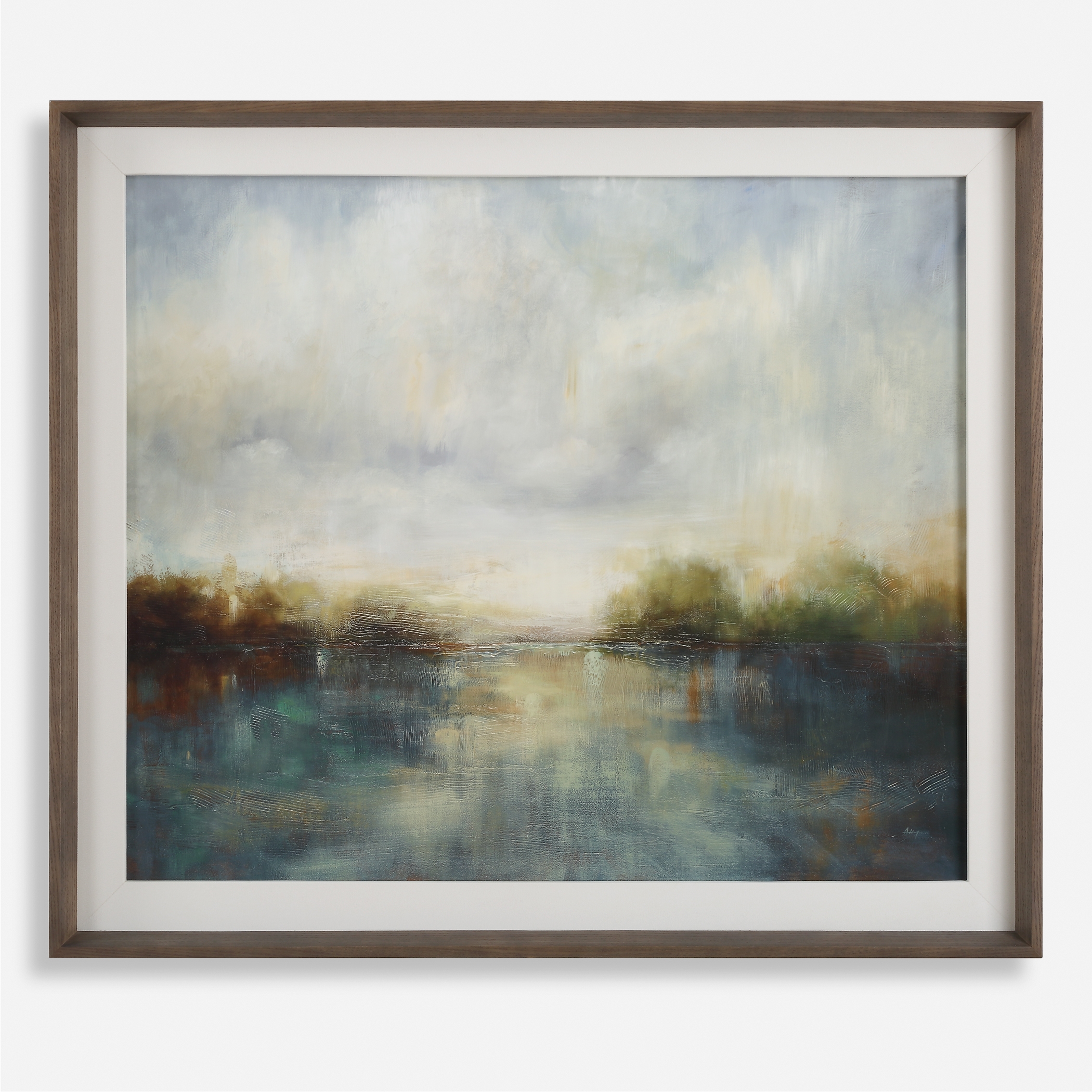 Blue Reverie Framed Abstract Lake Print - Image 0