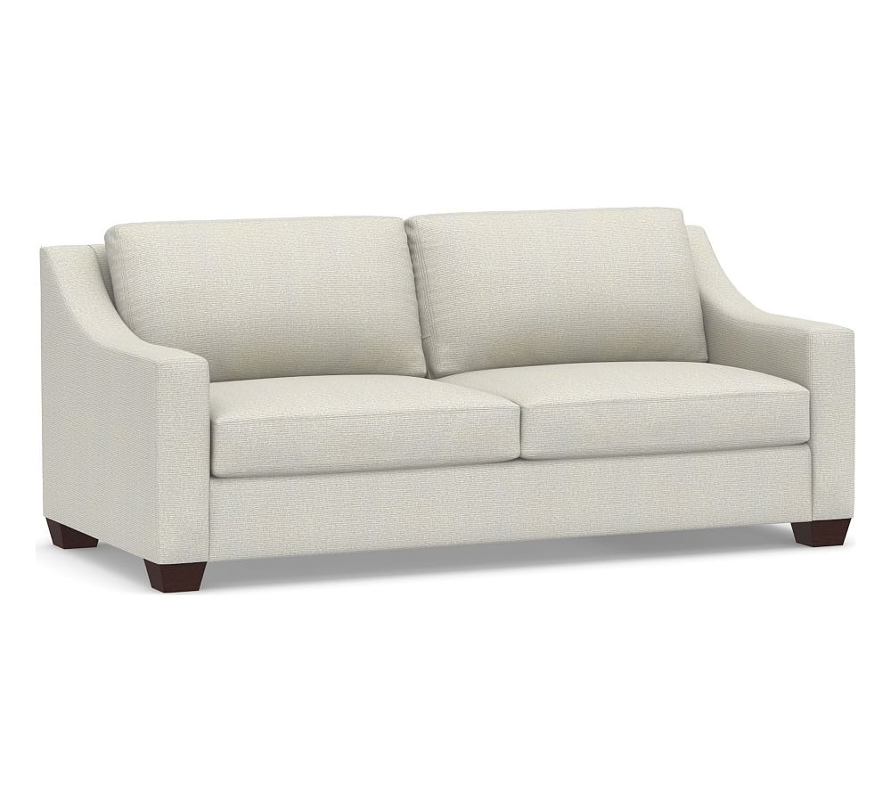 York Slope Arm Upholstered Sofa 80.5", Down Blend Wrapped Cushions, Performance Heathered Basketweave Dove - Image 0