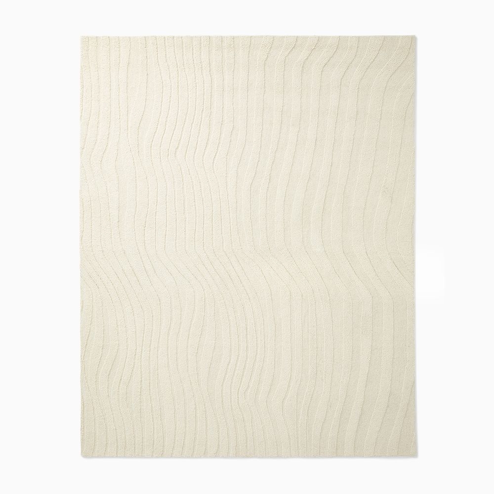 Textured Waves Rug, 5x8, Alabaster - Image 0