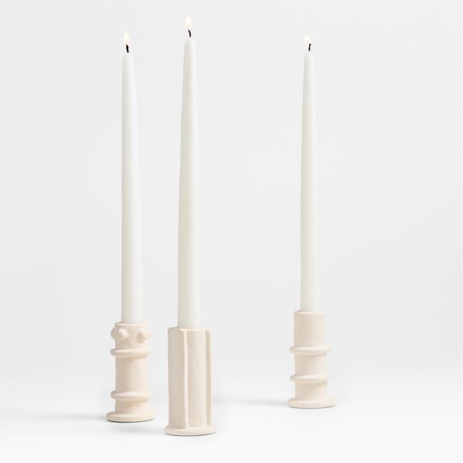Serax Beige "03" Molly Stoneware Taper Candle Holders Set of 3 - Image 0