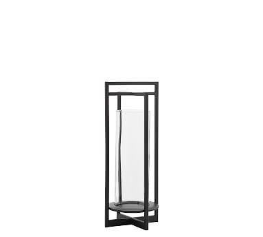 Brooks Cross Bar Steel & Glass Outdoor Lantern, Small, 20.75" - Black - Image 0