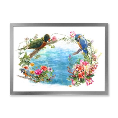 Birds And Flowers By The Blue Waterside - Traditional Canvas Wall Art Print-FDP37102 - Image 0
