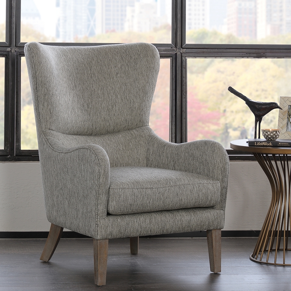 Leda Gray Swoop Wingback Accent Chair - Style # 82W89 - Image 0