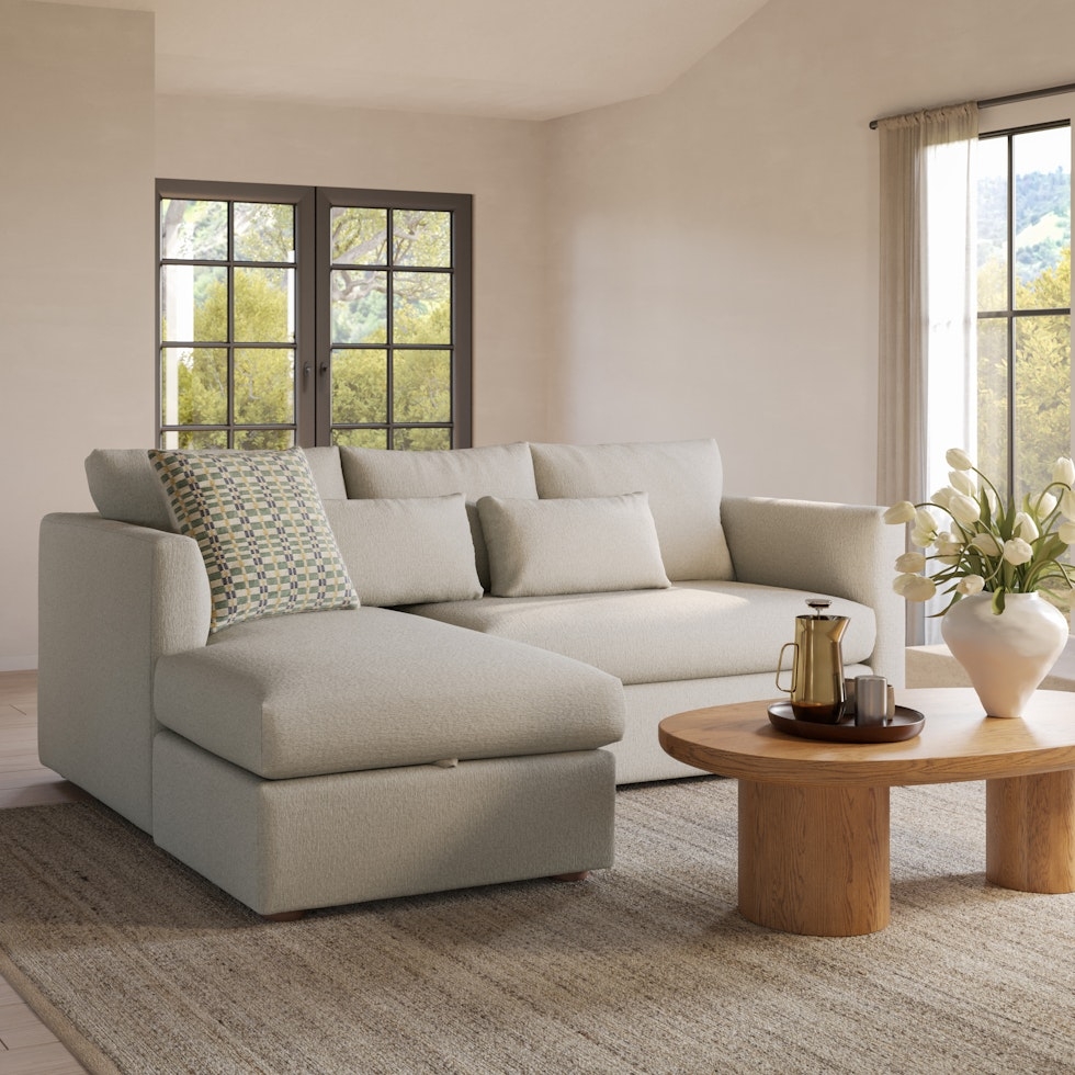 Marina 90" Reversible Storage Sleeper Sectional - Clover Ivory - Image 0