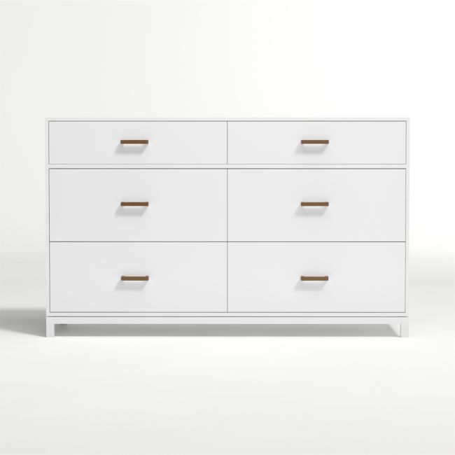 Parke 55" White Wood 6-Drawer Kids Dresser - Image 0
