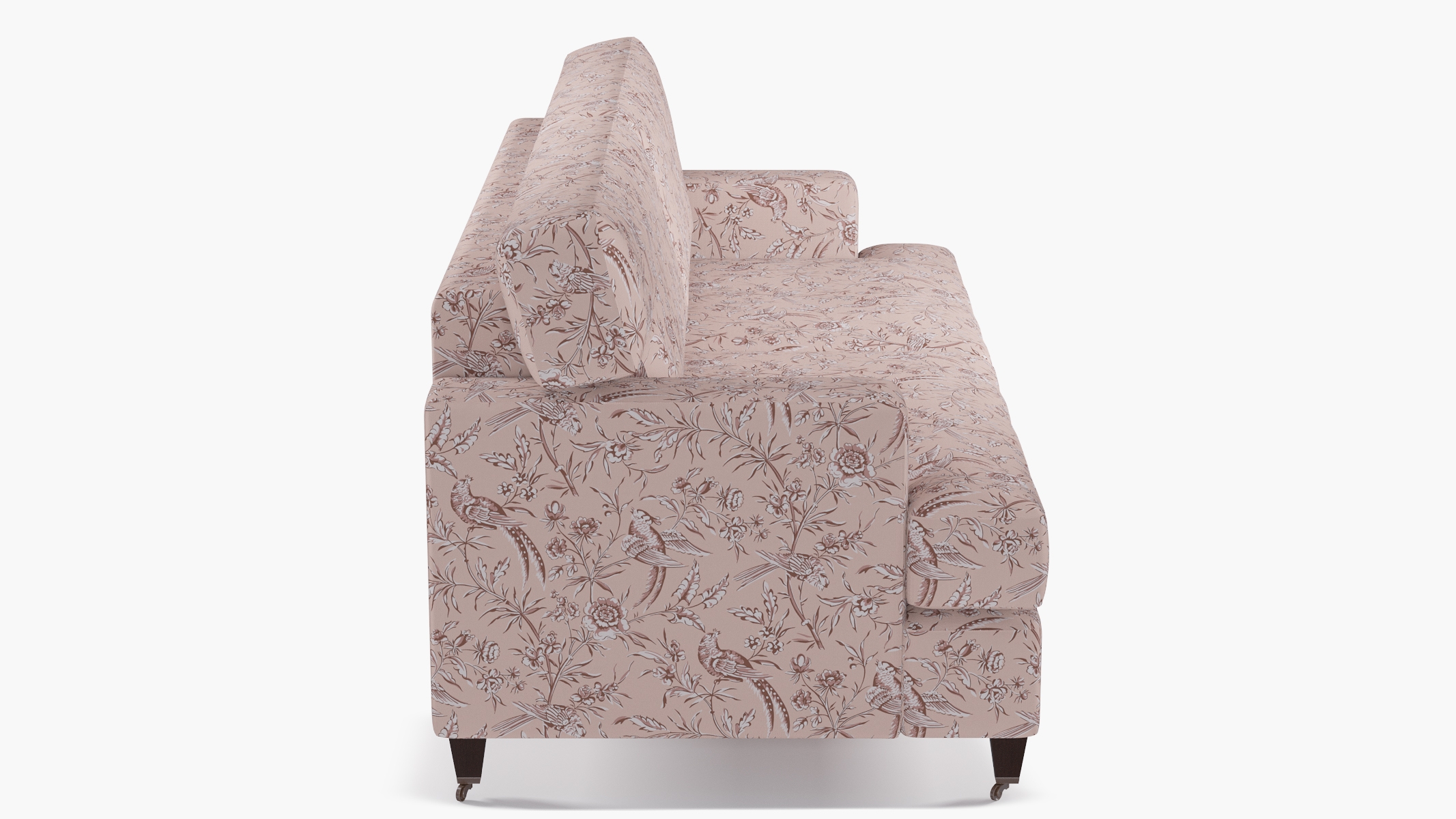 Classic Sofa, Blush Aviary, Espresso with Antique Brass Caster - Image 2