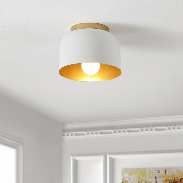 Peale 8" Flush Mount - White/Gold - Image 1