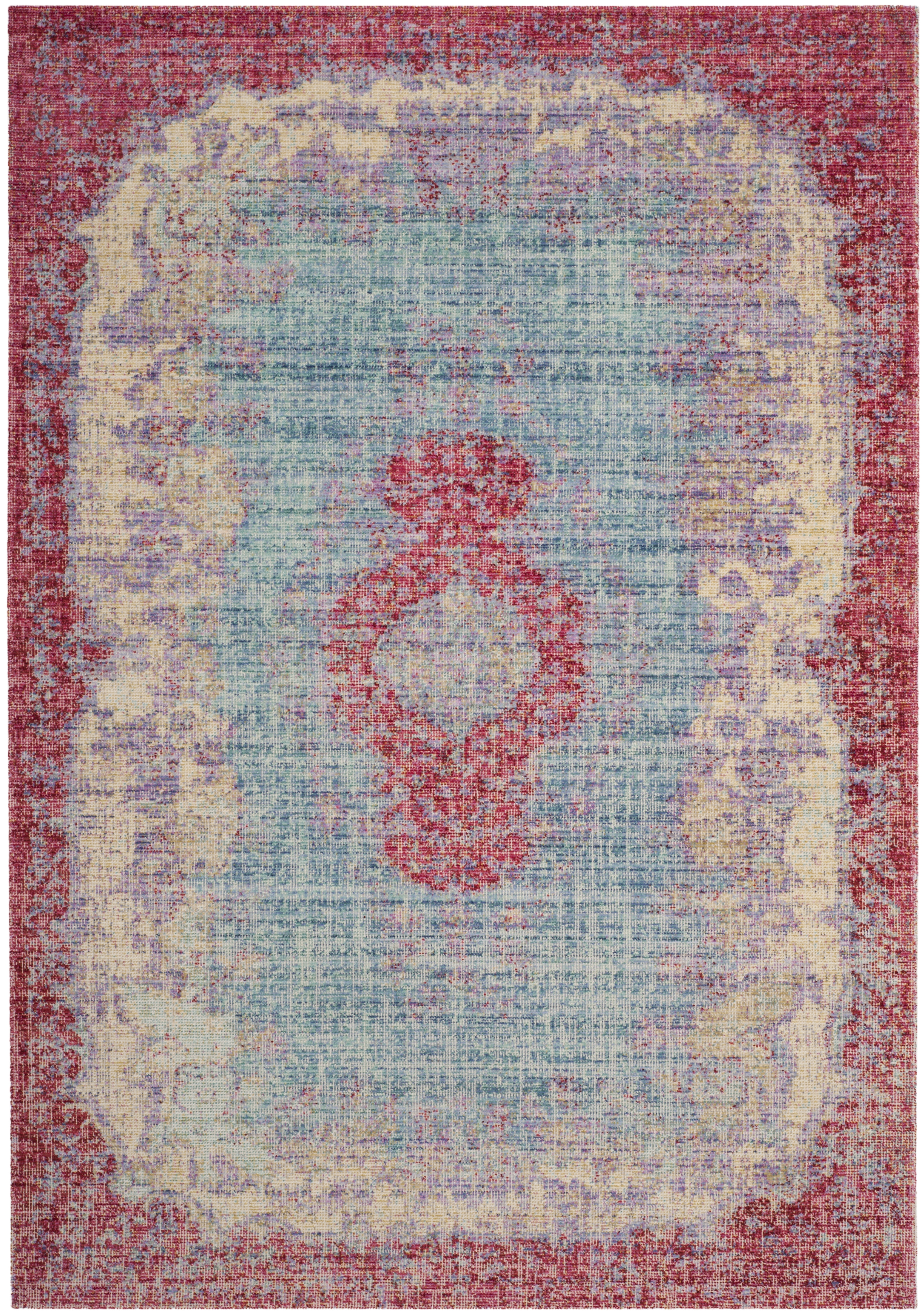 Arlo Home Woven Area Rug, WDS305A, Light Blue/Fuchsia,  5' X 7' - Image 0