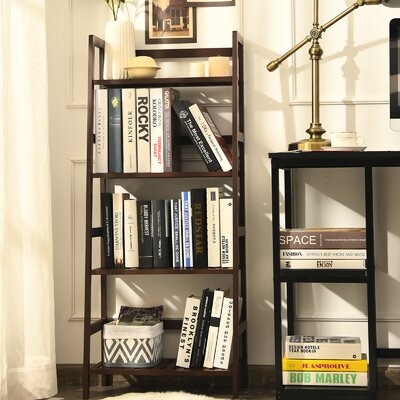 Red Barrel Studio® 4-tier Bamboo Ladder Shelf Plant Display Stand Rack Bookshelf Dark Brown - Image 0