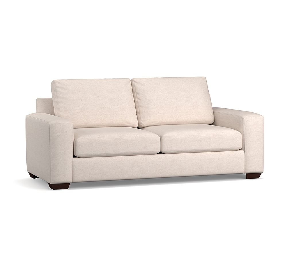 Big Sur Square Arm Upholstered Grand Sofa 2-Seater, Down Blend Wrapped Cushions, Performance Heathered Basketweave Dove - Image 0