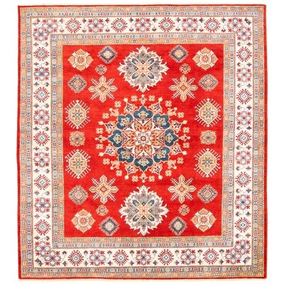 One-of-a-Kind Hypoluxo Hand-Knotted 2010s Gazni Yellow/Red 8'10" x 9'8" Wool Area Rug - Image 0