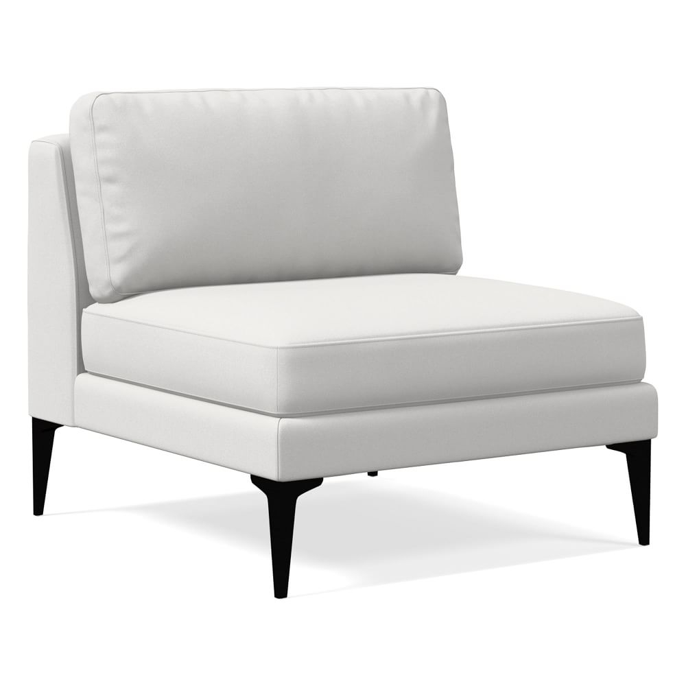 Andes Petite Armless 1 Seater, Poly, Performance Washed Canvas, White, Dark Pewter - Image 0