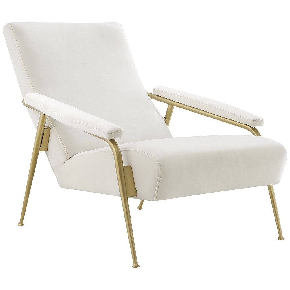 Abbey Cream Velvet and Brushed Gold Armchair - Style # 80N12 - Image 0