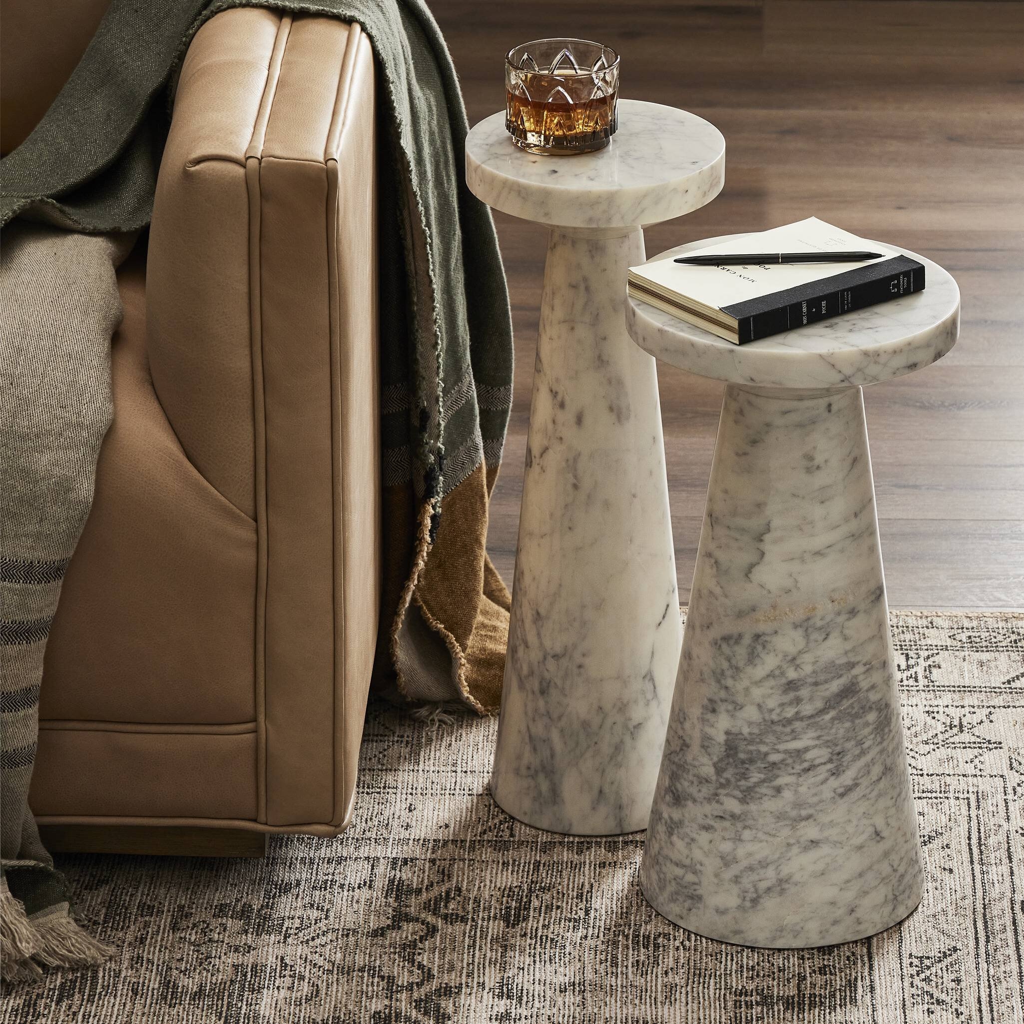 Mabel Nesting End Tables - Veined White Marble - Image 3