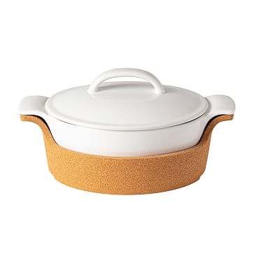 Ensemble Oval Casserole with Cork Tray, White - Image 1