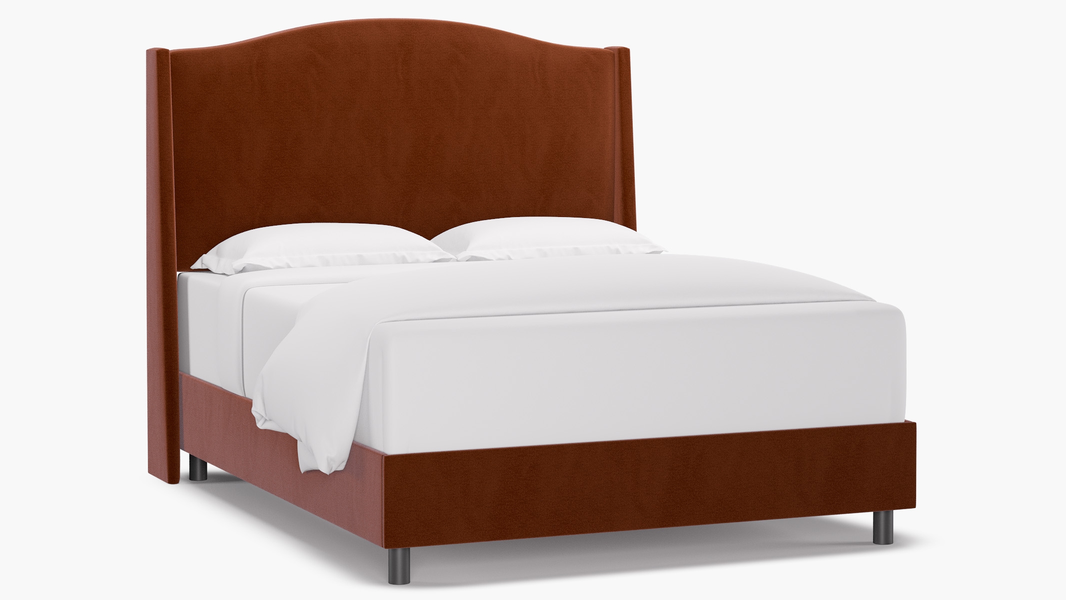 Classic Wingback Bed, Rust Classic Velvet, Queen - Image 1