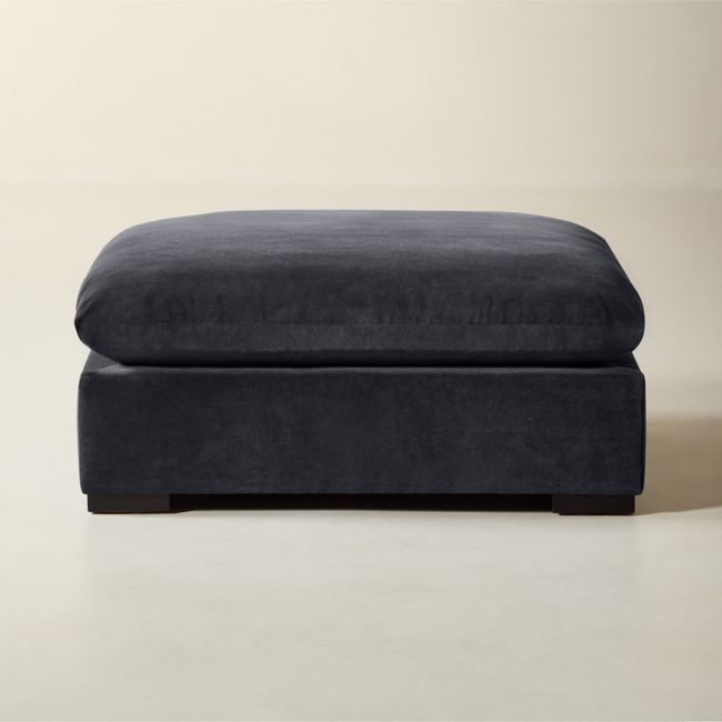 Deseo Charcoal Grey Performance Velvet Standard Depth Ottoman - Image 0