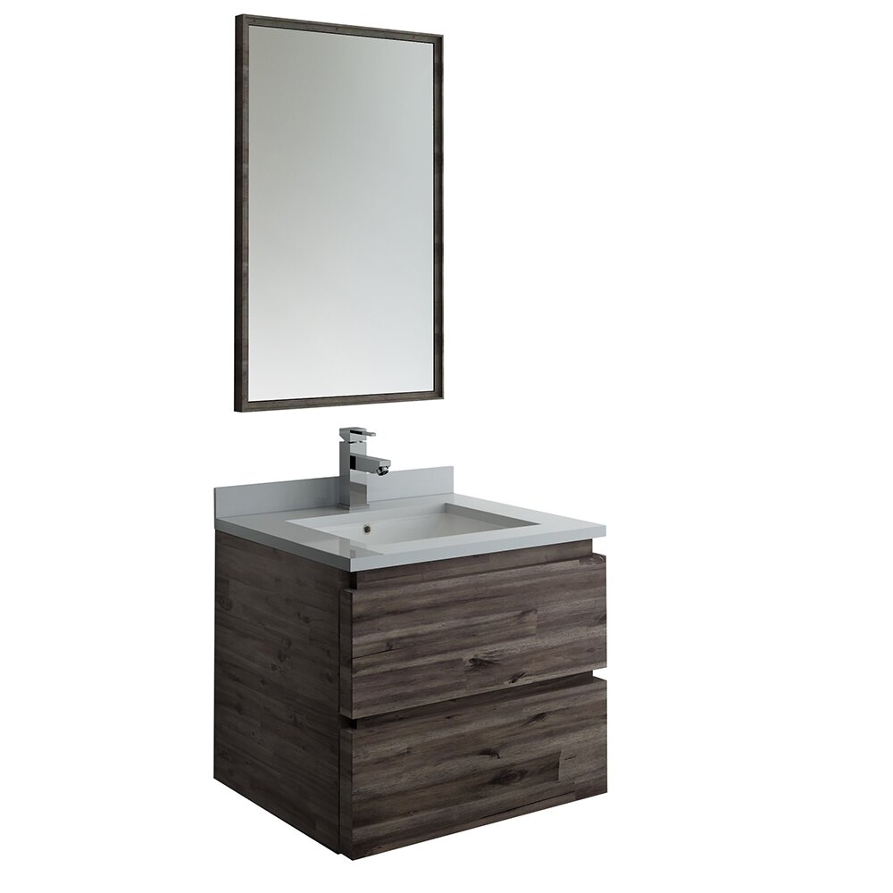 Fresca Formosa 24"" Wall-Mounted Single Bathroom Vanity Set with Mirror - Image 0