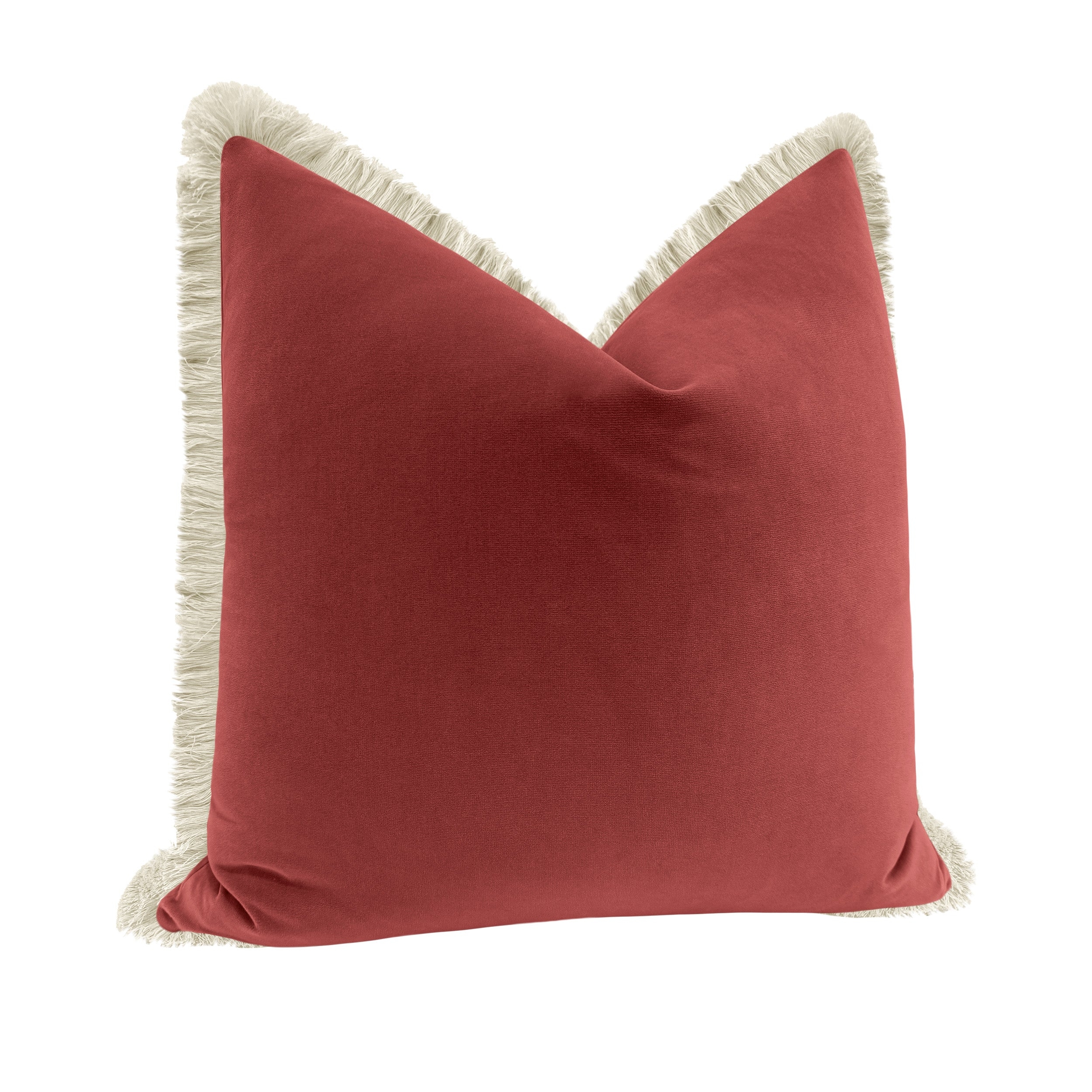 SIGNATURE VELVET // RHUBARB + FRINGE - 20" X 20" / Bone Fringe - Image 5