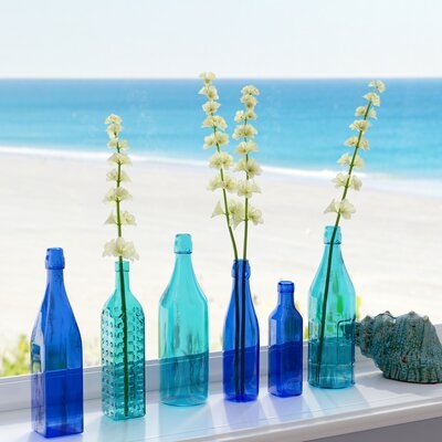 6 Piece Ronda Blue Glass Decorative Bottles Set - Image 0