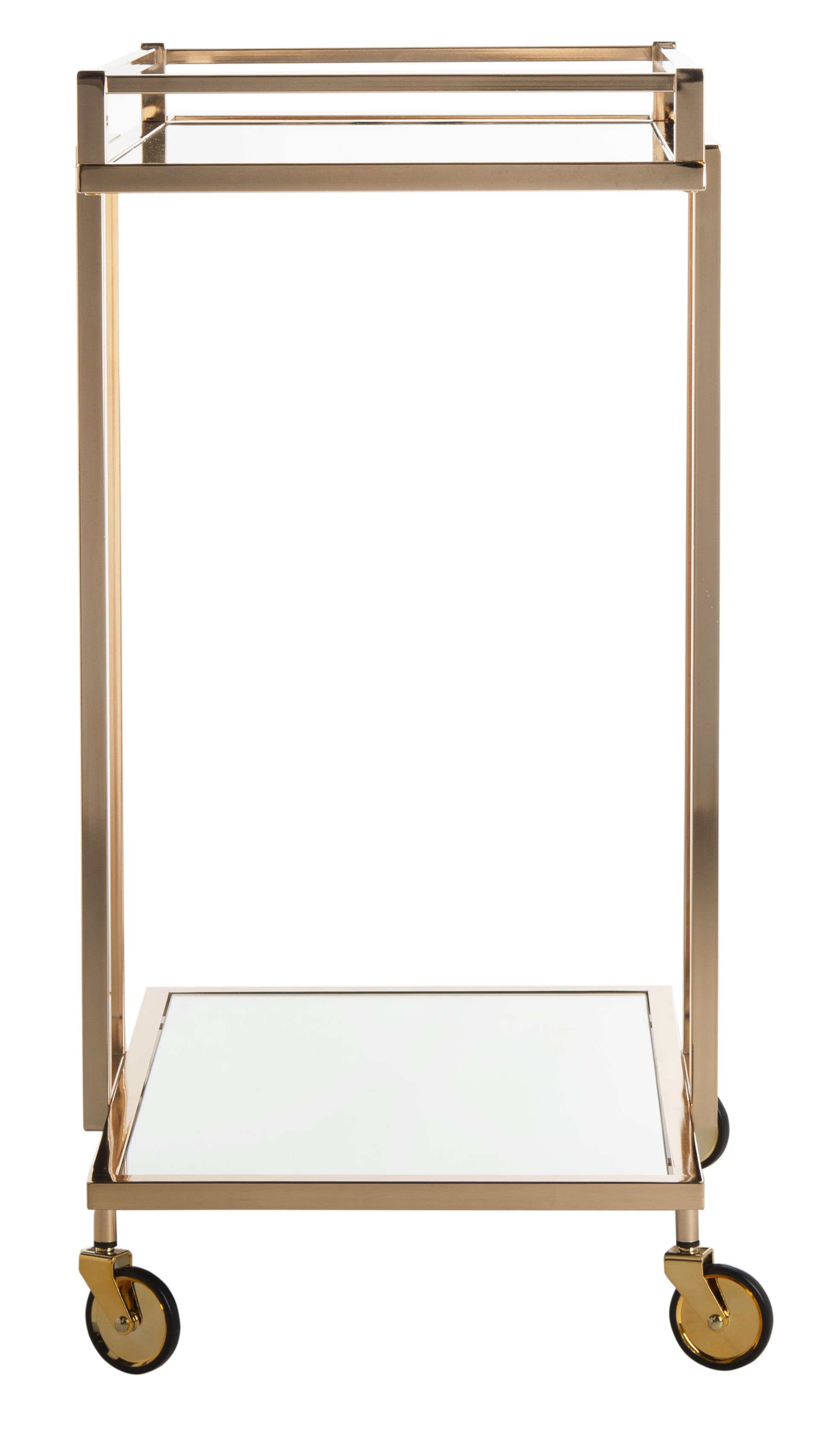 Capri 2 Tier Rectangle Bar Cart - Gold/Mirror - Safavieh - Image 2