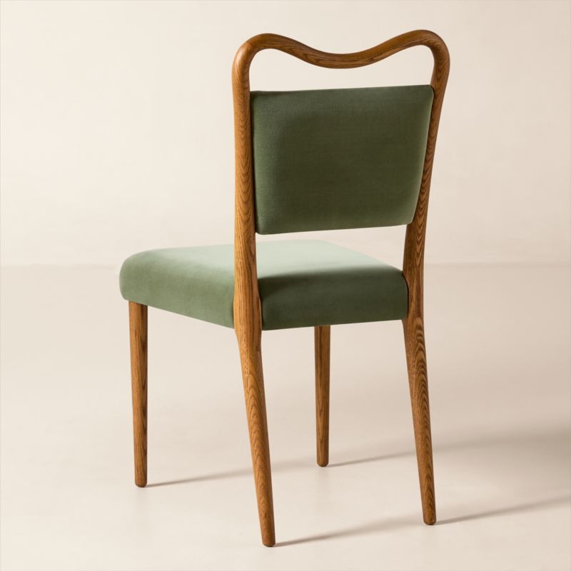 Monte Oak and Sage Green Velvet Dining Chair - Image 3