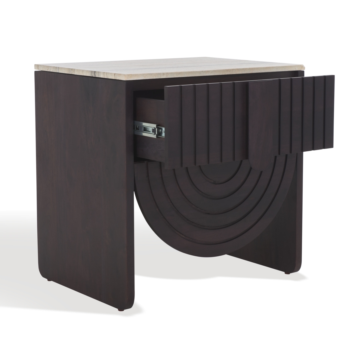 Floris Travertine Nightstand - Travertine/Black - Image 7