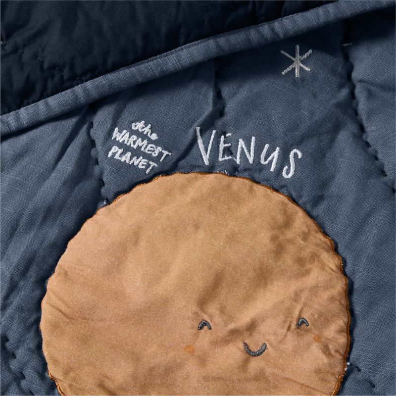 Outer Space Navy Blue Organic Cotton Kids Full/Queen Quilt - Image 2