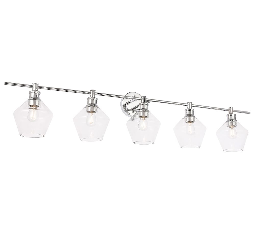 Tolari Quintuple Sconce, 47", Chrome and Clear Glass - Image 0