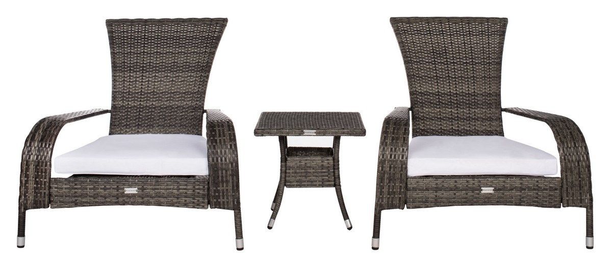 Edna 3 Pc Lounge Set - Grey Brown/White - Safavieh - Image 0