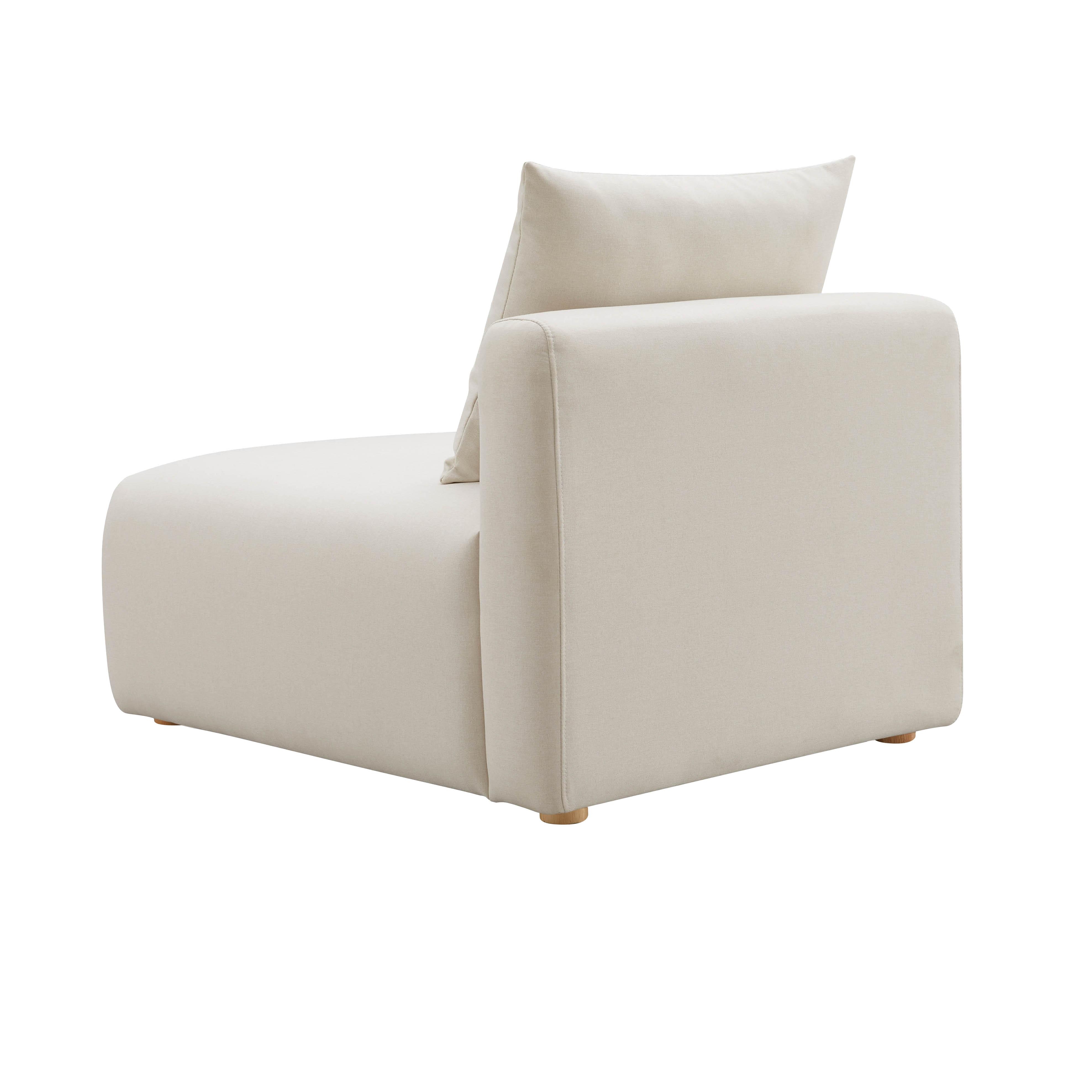 Hangover Cream Linen Modular Armless Chair - Image 2