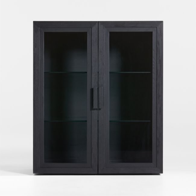 Calypso 36" Black Wood Modular Glass Door Bookcase Hutch - Image 0