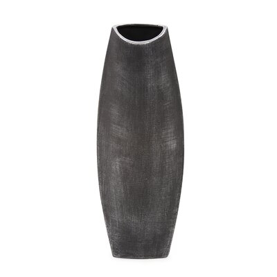 Textured Black 19" Ceramic Table Vase - Image 0