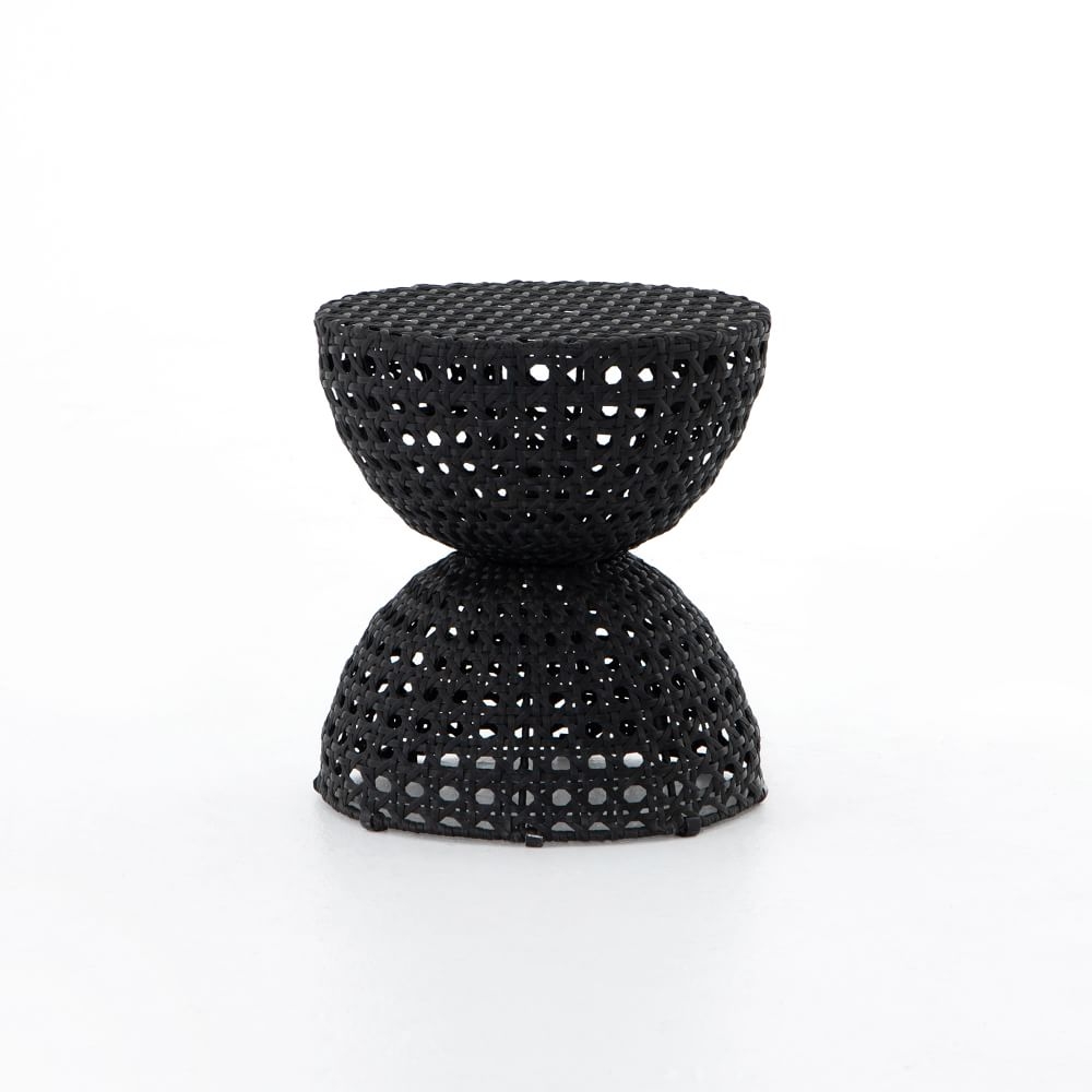 Woven Outdoor End Table, Black - Image 0